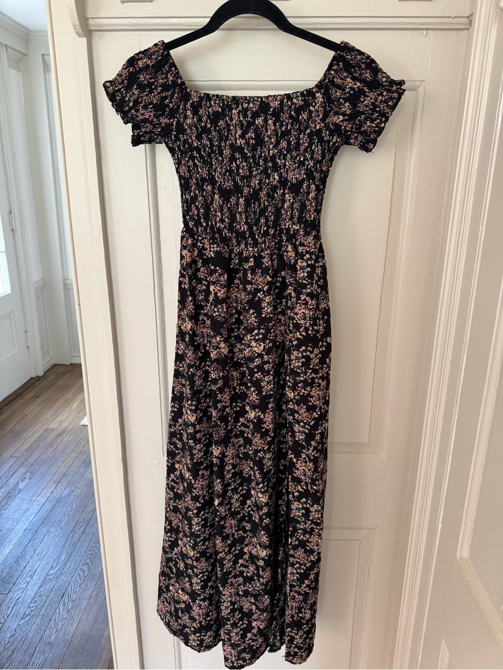 SHEIN Black Maxi Dress with Pink Floral Print